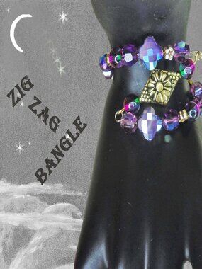 Purple Bangle, OOAK Handmade NEW Design Aurora "ZIG-ZAG " Bracelet